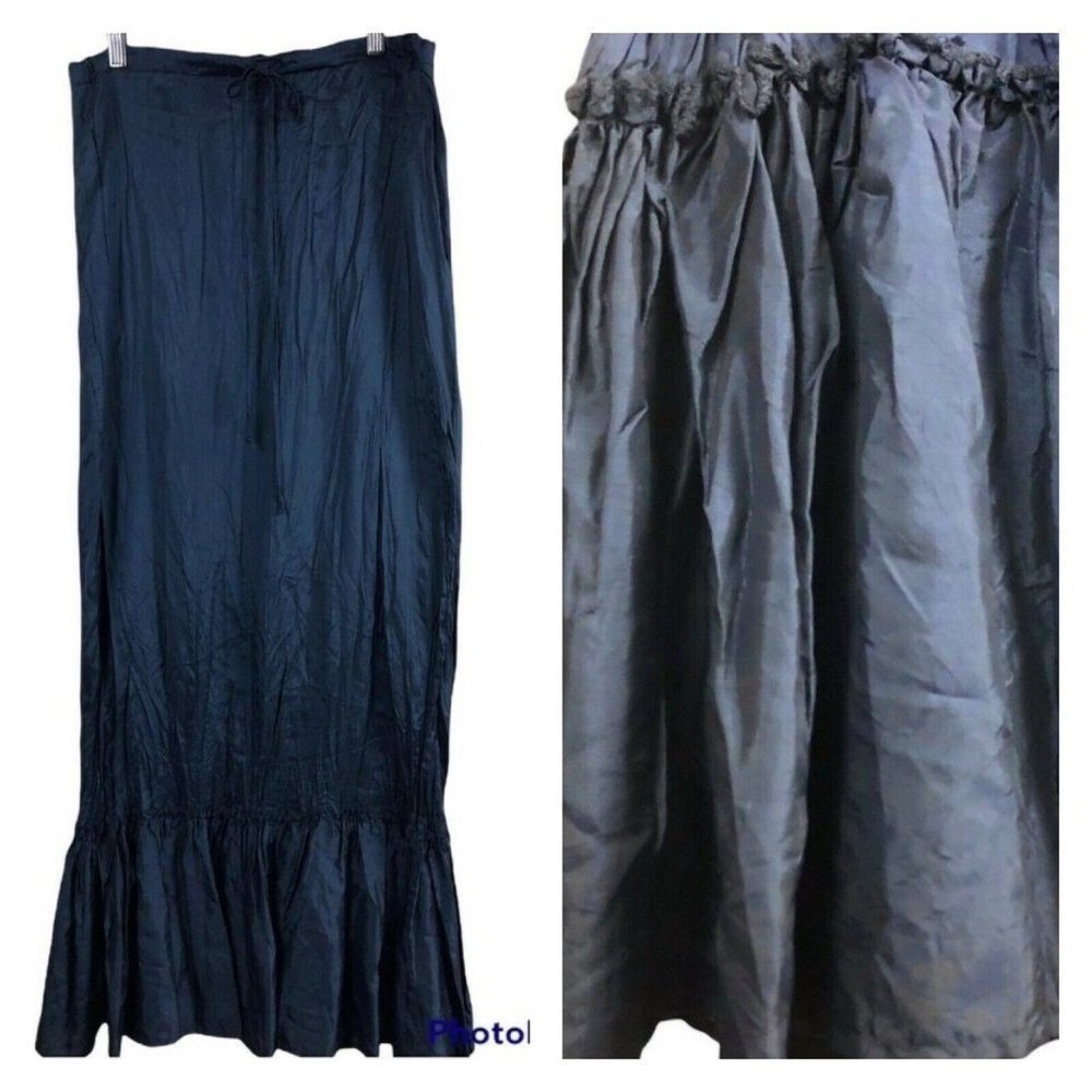 Vintage Y2K Maxi Skirt Sz Small Darkโ Blue Goth Grunge Prom Formal Semi-Sheerโฆ